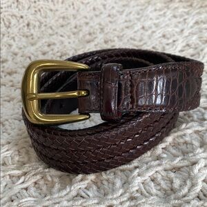 Lands End Leather Belt Sz36 with Brass Buckle